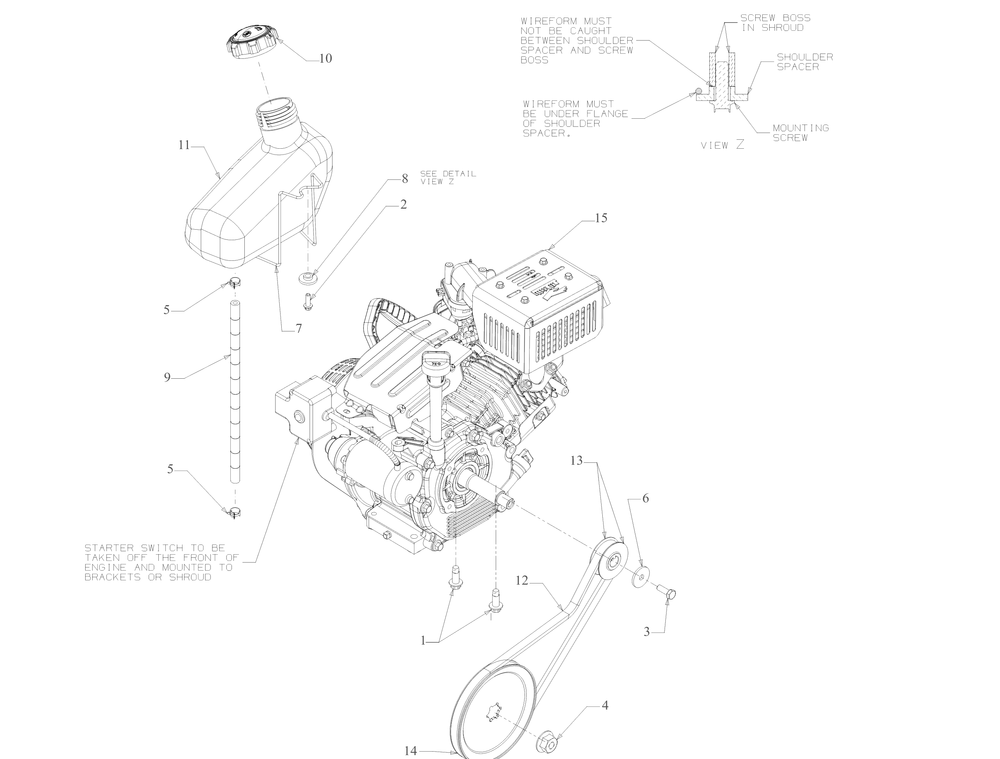 Engine Drive Diagram and Parts List for 1X21-INCHHP (31PS2S5C710)(2019) Cub Cadet Snow Blower